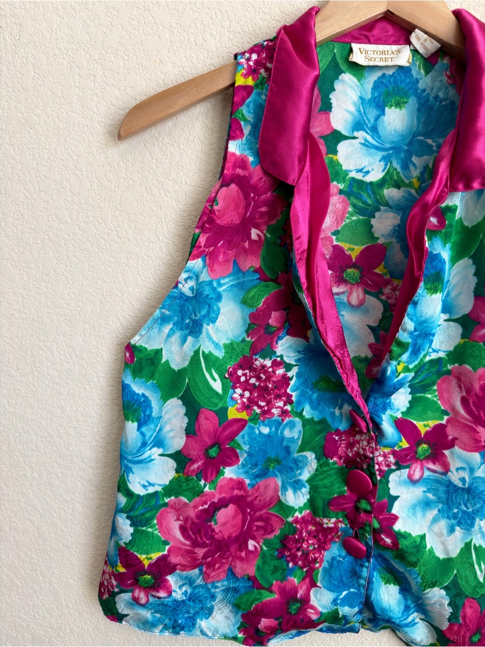 Victoria's Secret Gold Label Satin Pajama Top Small Floral Vintage Lounge Y2K - Picture 4 of 13